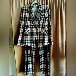 NWOT Veronica Beard Pink Plaid Miller jacket and pants set (suit), size 6